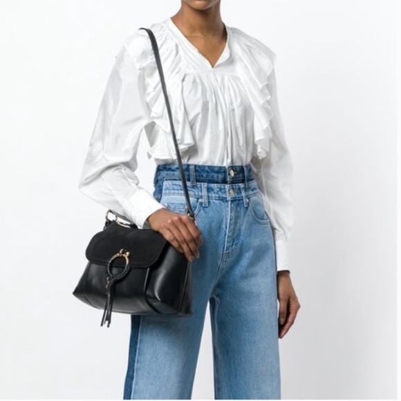 Chloe Joan Cross Body Black Leather/Suede Bag